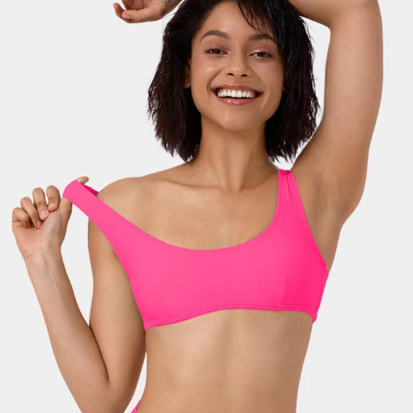 HALARA Other - Halara Solid U Neck Bikini Top Swimsuit Top in Neon Pink Size XL NWT